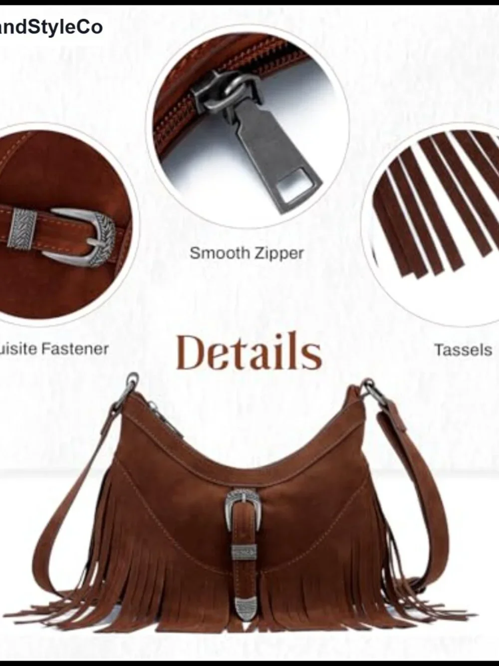 Western Fringe Hobo Purse for Women Tassel Crossbody Bag Faux Leather Shoulder